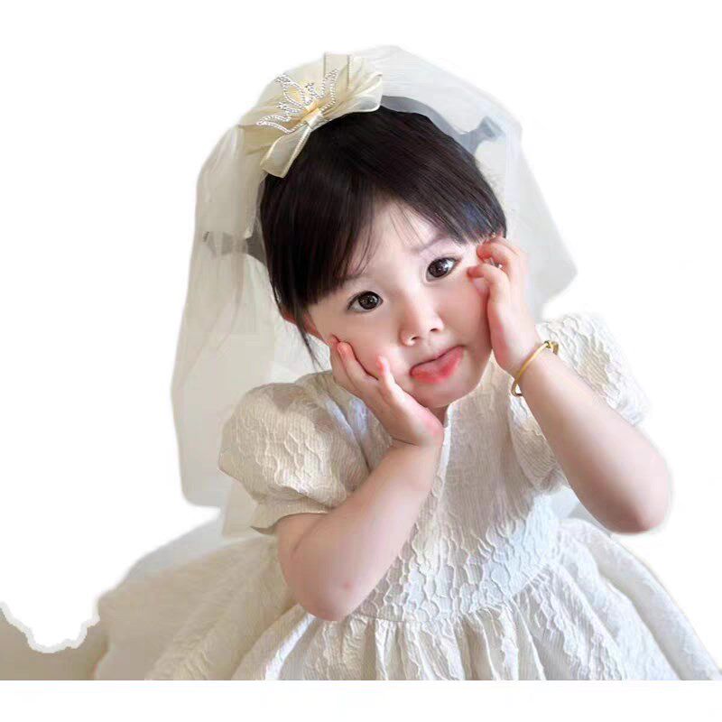 头纱婴儿周岁皇冠头饰儿童女童发箍宝宝生日发饰小女孩公主头纱