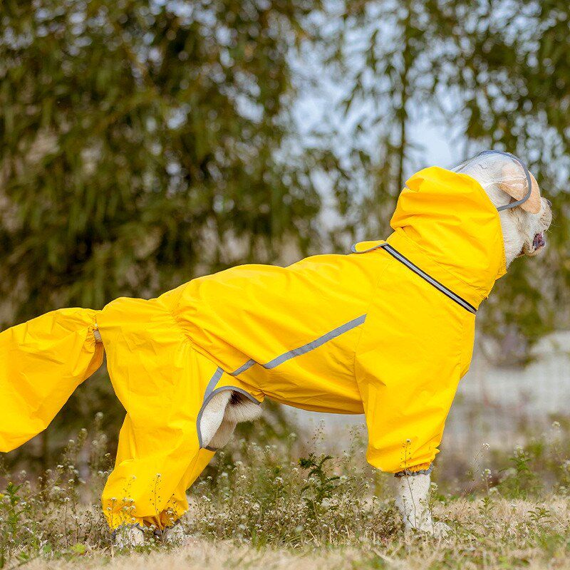 宠物狗连帽中大型犬四脚全包雨衣阿拉斯加萨摩耶大狗包尾巴雨披