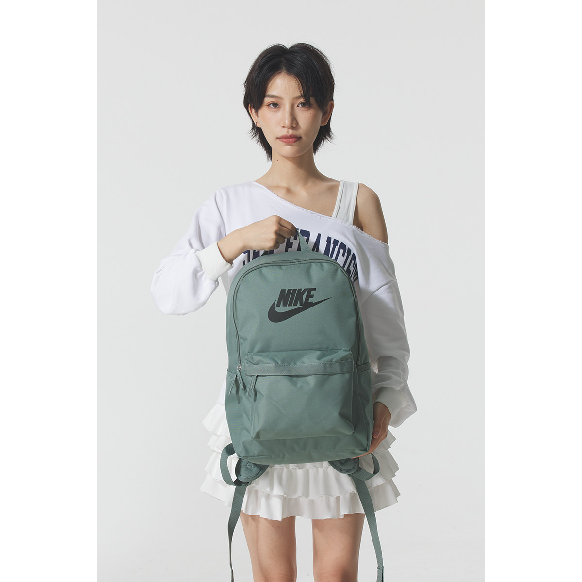 Nike耐克双肩包背包男女通用日常通勤背包运动休闲背包绿色学生包