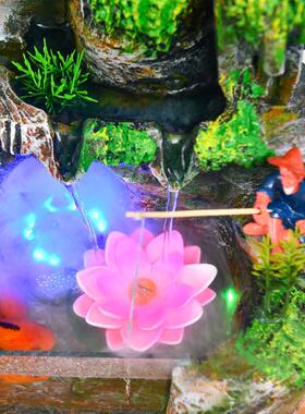 风水轮流水假山喷泉生财招财乔迁送礼客厅室内高山水景鱼缸摆件