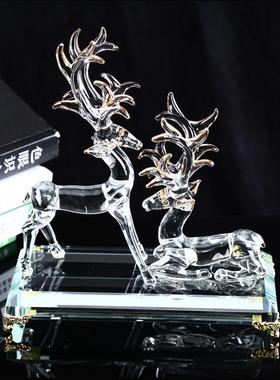 引进财富和宝藏水晶夫妇鹿鸳鸯天鹅结婚礼品饰品客厅家居书房工艺