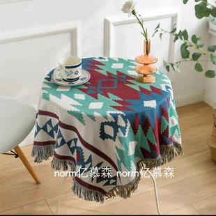 小圆桌棉麻桌布新款防滑布艺美式桌布高级户外正方形桌布棉麻布艺