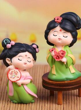 创意国潮唐宫夜梦古风唐仕女树脂娃娃桌面小摆件工艺品礼物礼品