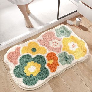 浴室地毯地垫卫浴脚垫防滑花朵卫生间吸水垫子家用厕所入户门耐磨