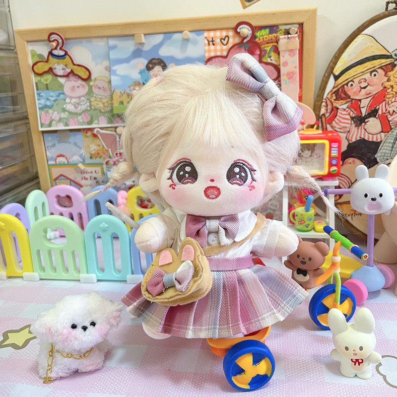 20cm手作娃衣JK服套装棉花娃娃衣服校服裙人行公仔换装.白衬衫裙