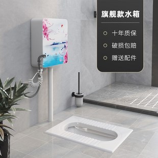 冲水箱整套装 家用陶瓷蹲便器蹲坑n式 大便器卫生间防臭便盆便池蹲