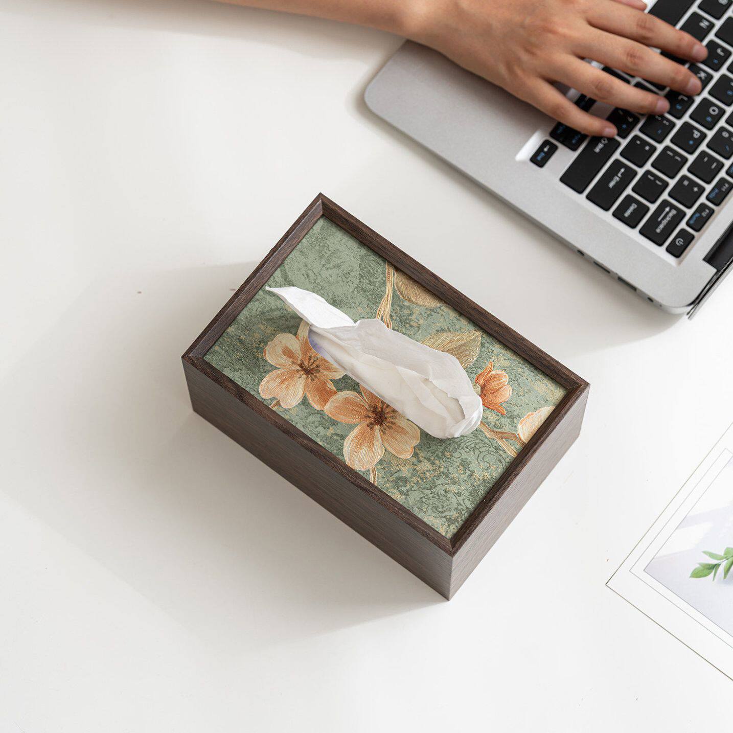 木质纸巾盒家用收纳盒抽拉顺畅不卡纸多功能纸抽盒新中式古风2