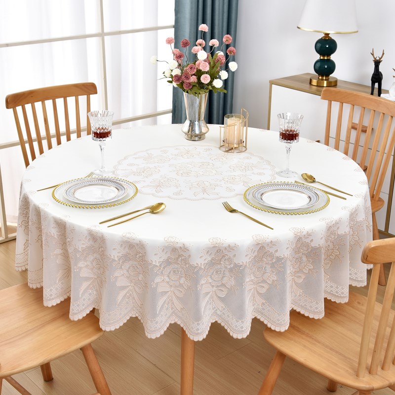 圆桌 餐桌圆桌布 防水防油免洗  防烫高级感圆桌台布 大圆桌加厚