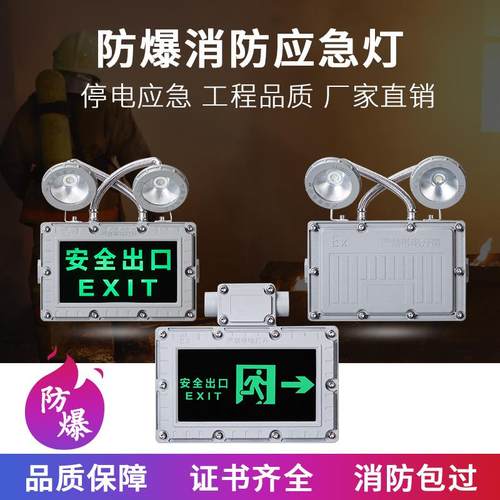 防爆应急灯双头应急灯EX明装防爆方形防爆安全出口标志灯指示灯