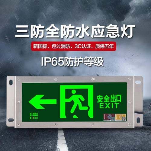防水疏散指示灯IP67不锈钢安全出口应急标志牌户外楼道隧道应急灯