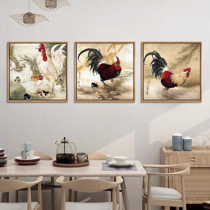 雄鸡挂画大公鸡国画新中式客厅装饰画餐厅壁画民宿房间过道玄关画图片