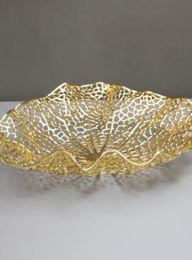 新中式金属不规则托盘摆件样板房售楼部卧室书房客厅桌面玄关饰品