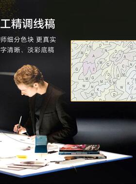 diy填充填色油彩画手绘涂色手工丙烯大尺寸客厅装饰画 海