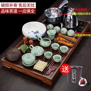全自动一体家用茶台烧水壶实木托盘带电磁炉功夫茶具简约 茶盘套装