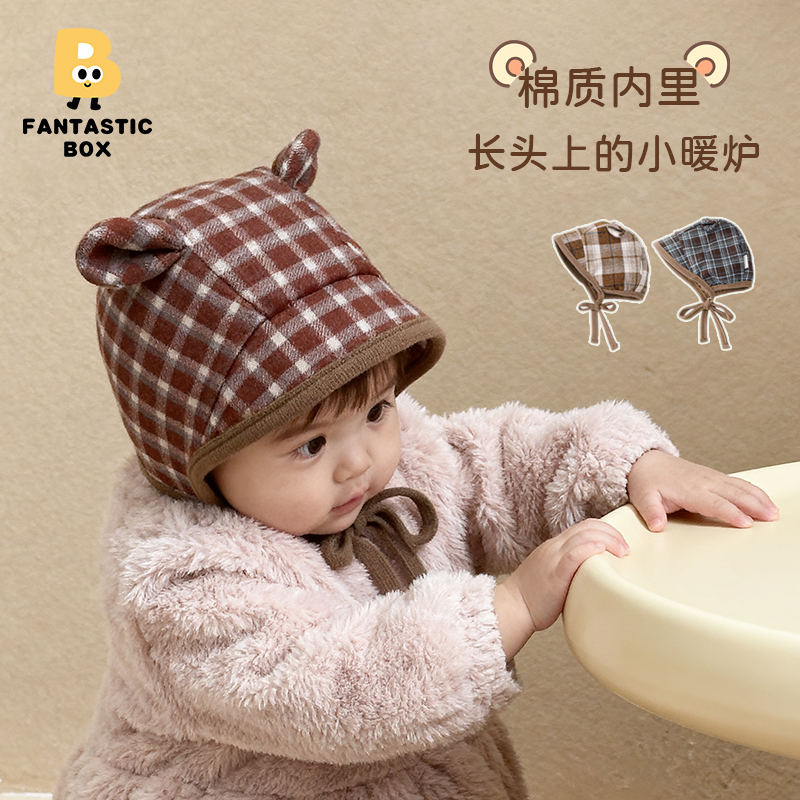 宝宝帽子秋季韩版毛呢帽子男女宝宝胎帽护囟门婴儿帽子