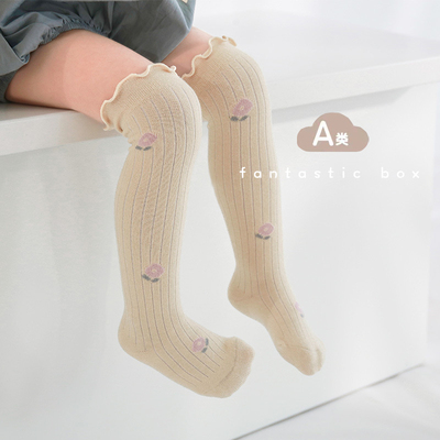 婴儿长筒袜宝宝精梳棉春秋儿童高筒袜碎花松口新生儿不勒腿袜子