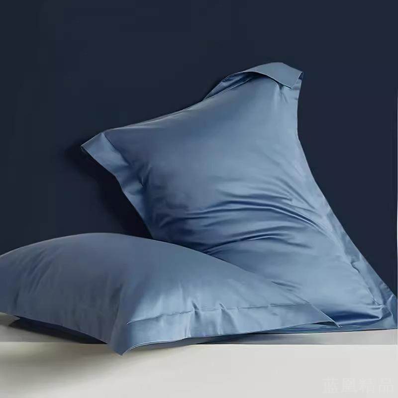 特大枕套蓝色床上用品家用一对装全棉纯棉整头套加大号枕头套