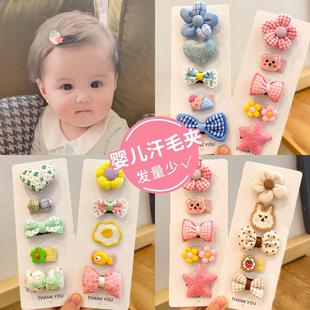 婴儿发夹女宝宝发量少不伤发卡胎毛夹卡子儿童幼儿发饰汗毛夹头饰