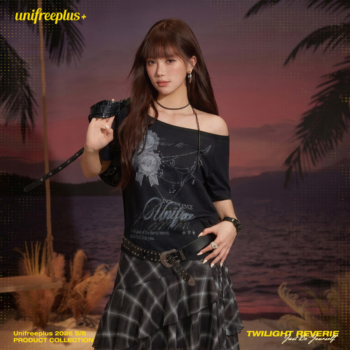 UNIFREEPLUS大码复古格纹半身裙