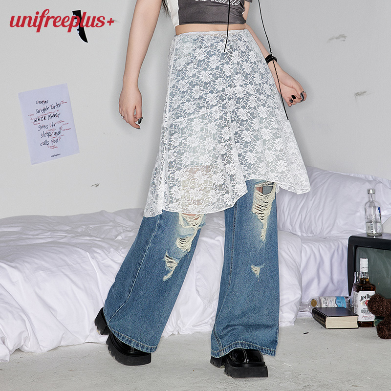 UNIFREEPLUS大码白色叠穿半身裙