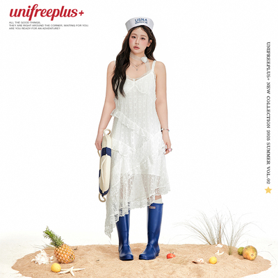 UNIFREEPLUS大码蕾丝吊带连衣裙