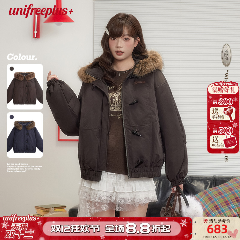 UNIFREEPLUS大码韩系工装羽绒服