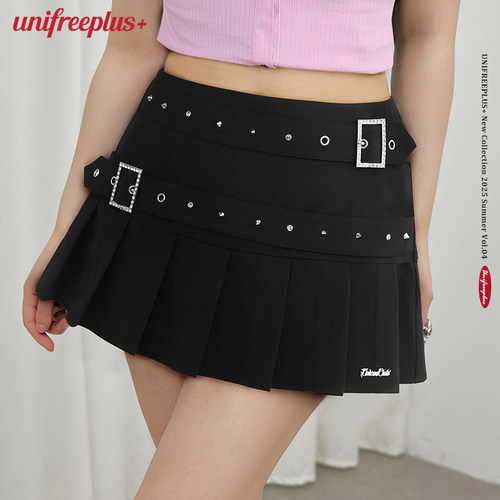 UNIFREEPLUS大码低腰百褶短裙