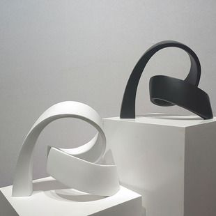 现代极简扭曲条形树脂摆件工艺品酒店别墅样板间客厅桌面软装 饰品