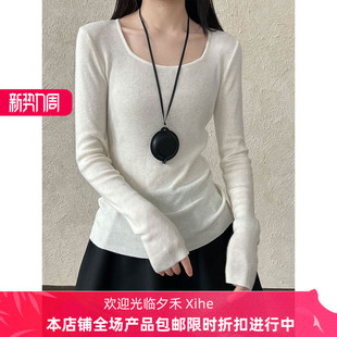 亲肤柔软打底衫 新款 ss831 韩系设计感U领显瘦针织羊毛女秋季 鹿西