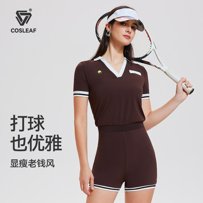 科里芙连体网球运动套装女夏季新款高尔夫羽毛球服时尚休闲健身服