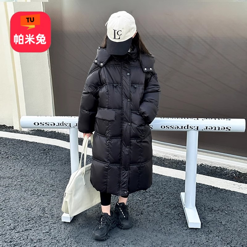 女童羽绒服冬装2025新款女大童过膝长款轻薄儿童冬季女孩加厚外套