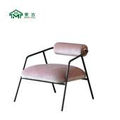 麦古 现代极简工业风轻奢丝绒金属扶手休闲椅客厅样板房家具Chair