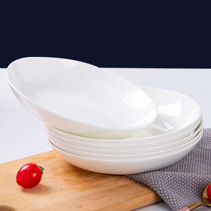 Bosung骨瓷盘子陶瓷菜盘家用炒菜碟子创意餐具中式深盘简约圆形碟