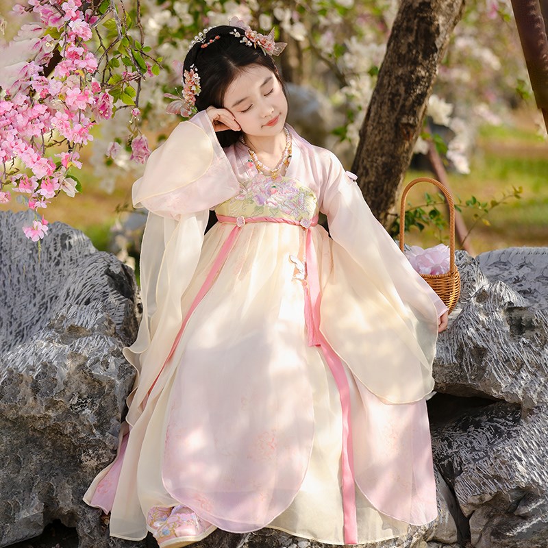 汉服女童春秋2025新款儿童古风超仙飘逸公主连衣裙女孩Z国风表演