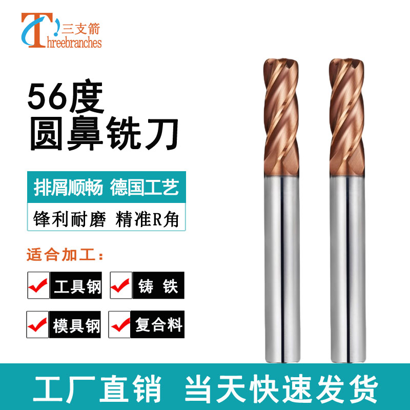 钨钢合金圆鼻铣刀加长圆鼻刀牛鼻子立铣刀4R0.5I 1R0.2 1R0.5 6R1