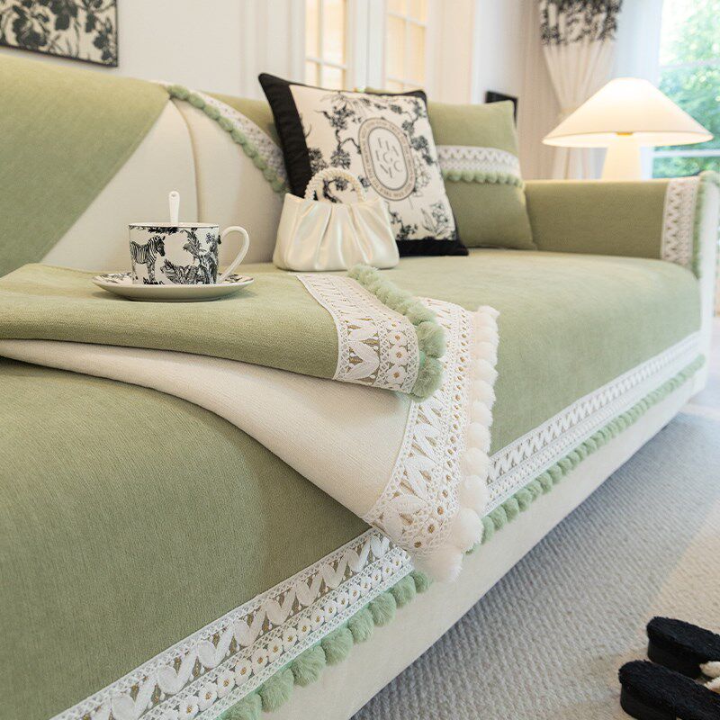 奶油风沙发垫四季通用防滑坐垫子法式复古毛M绒全包沙发套罩巾盖