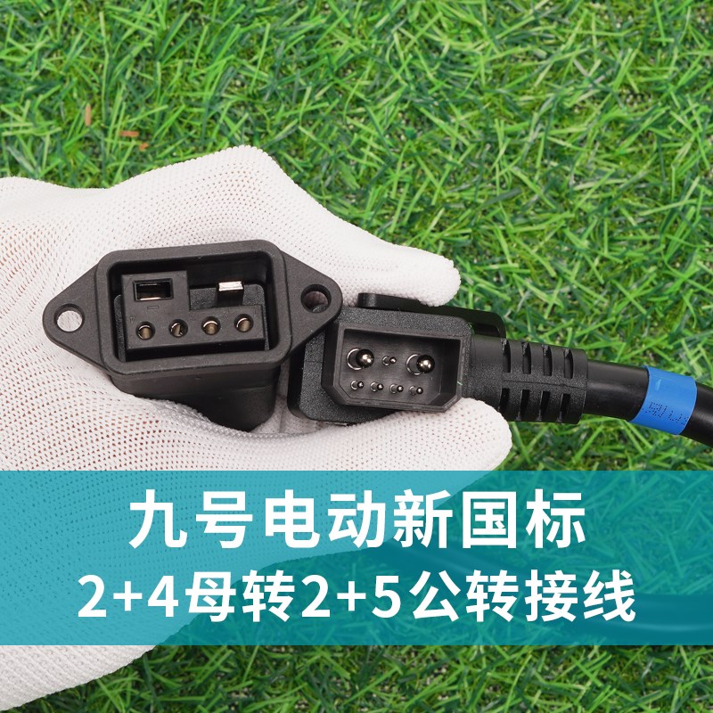 适用九号电动车新老国标转接线2+4转2+5公母接口充电器电池F./Mma