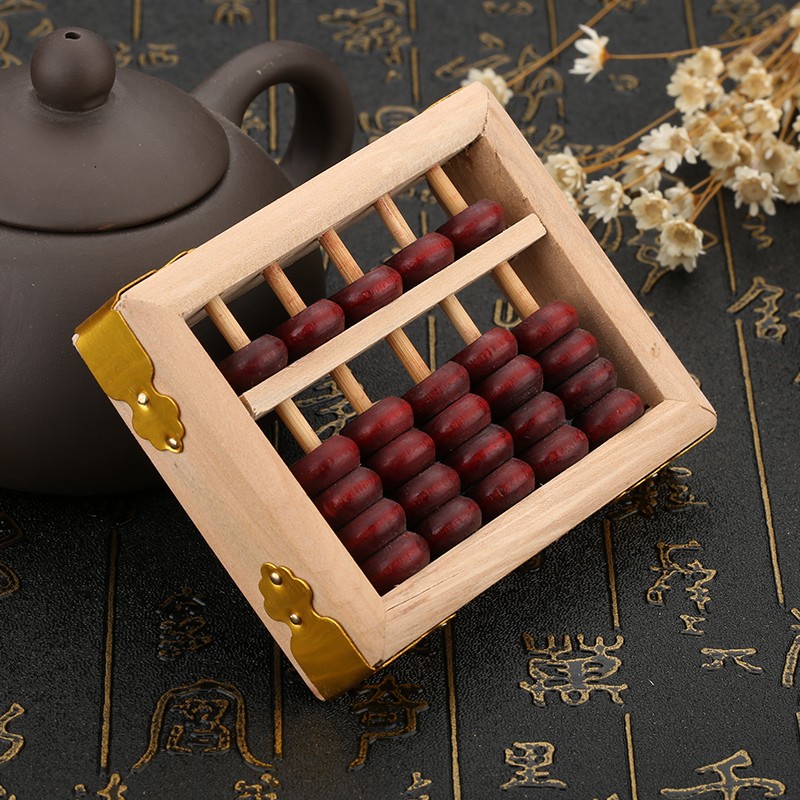 仿古五档算盘迷你算盘o小巧玲珑实木珠心算盘礼品算盘实木手工工
