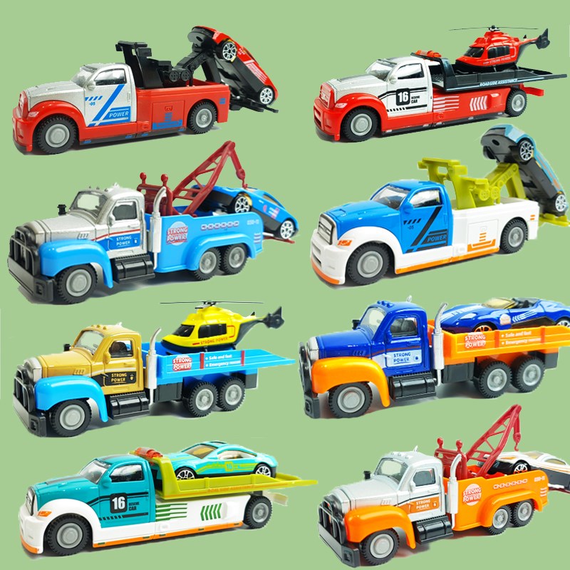 儿童合金拖车玩具运输p车救援车模型飞机起重吊车小汽车卡车模男