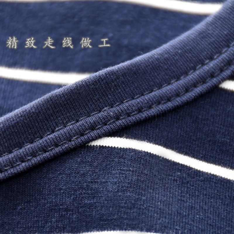 日系条纯棉男士秋衣春秋季保暖上衣全棉I打底衫上装棉线衣冬天大