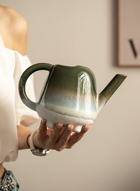 【太好看了叭】家居陶瓷壶形插花花器摆件花园园艺养Y花壶浇水壶