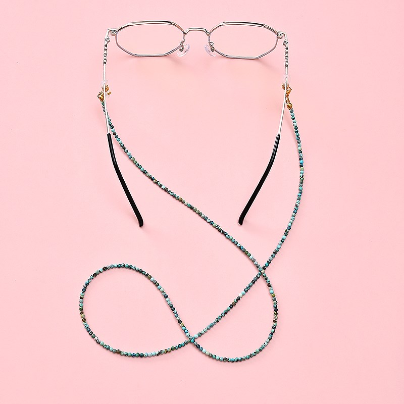 天然绿松石眼镜链老花镜墨镜挂D脖女挂绳口罩链防丢耳机挂链