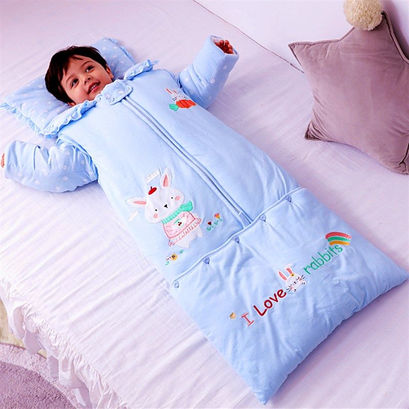 睡袋婴儿秋冬加厚纯棉可拆卸四季通用春秋冬季新生儿X童宝宝防踢