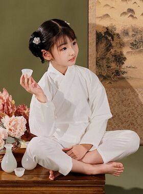 新款汉服内搭衫女童装中衣中裤z日常打底衬衣里衣男童女宝宝演出