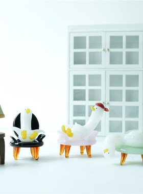 琉璃手作躺平鸭治愈解压桌面小摆件办公室工位鸭S子装饰品生日礼