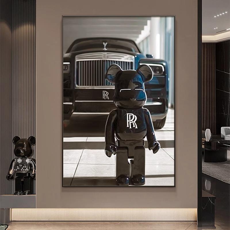 潮牌暴力熊墙面装饰画玄关走廊过道壁画轻奢高级感客厅画KAWS挂画