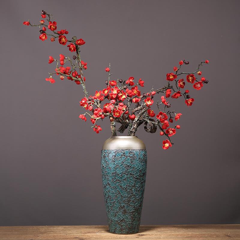 新中式彷真梅花大号腊梅客厅装饰花陶瓷花瓶花艺摆件茶几桌面插花