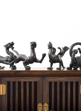 四神兽摆件铜龙蛇龟青龙白虎玄武 客厅家居办公桌装饰礼品工艺品