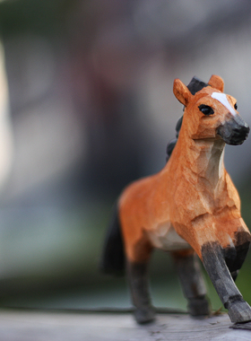 精选包邮 鹿妖商店 小马木雕 小马摆件 动物木雕 骏马 实木雕塑