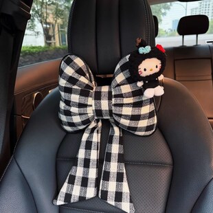 精选汽车头枕护颈枕夏季可爱蝴蝶结kt车内座椅枕头靠枕车用腰靠女